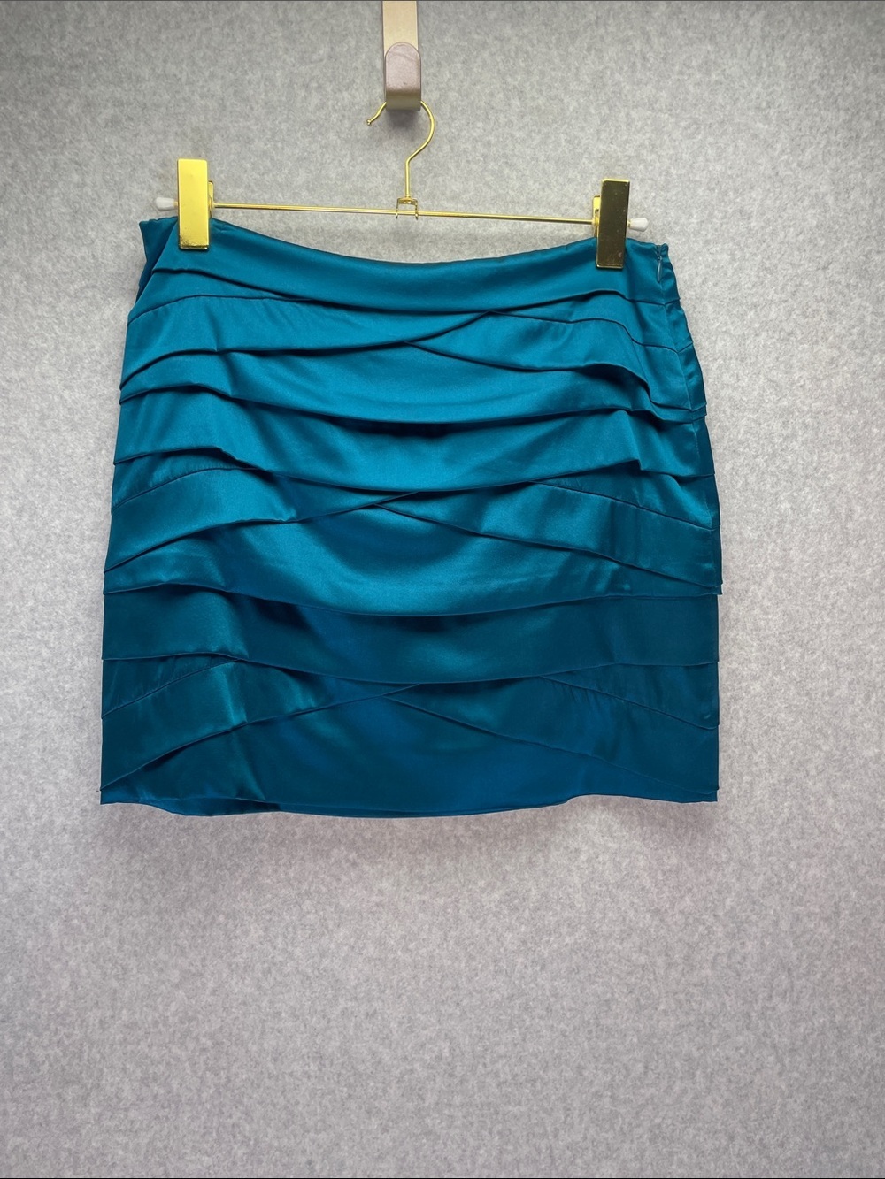 Diane Von Furstenberg Teal Silk Layered Mini Skirt